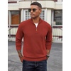 image:imageCOOFANDY Mens Quarter Zip Pullover Dress Slim Fit Sweater Mock Neck Sweaters Casual Long Sleeve PulloversRed