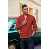 image:imageCOOFANDY Mens Quarter Zip Pullover Dress Slim Fit Sweater Mock Neck Sweaters Casual Long Sleeve PulloversRed
