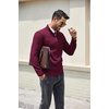 image:imageCOOFANDY Mens Quarter Zip Pullover Dress Slim Fit Sweater Mock Neck Sweaters Casual Long Sleeve PulloversWine Red