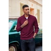 image:imageCOOFANDY Mens Quarter Zip Pullover Dress Slim Fit Sweater Mock Neck Sweaters Casual Long Sleeve PulloversWine Red