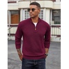 image:imageCOOFANDY Mens Quarter Zip Pullover Dress Slim Fit Sweater Mock Neck Sweaters Casual Long Sleeve PulloversWine Red
