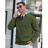 image:imageCOOFANDY Mens Quarter Zip Pullover Slim Fit Lightweight Knit Pullover Sweaters Casual Polo SweaterArmy Green