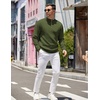 image:imageCOOFANDY Mens Quarter Zip Pullover Slim Fit Lightweight Knit Pullover Sweaters Casual Polo SweaterArmy Green