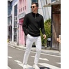 image:imageCOOFANDY Mens Quarter Zip Pullover Slim Fit Lightweight Knit Pullover Sweaters Casual Polo SweaterBlack