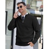 image:imageCOOFANDY Mens Quarter Zip Pullover Slim Fit Lightweight Knit Pullover Sweaters Casual Polo SweaterBlack