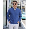 image:imageCOOFANDY Mens Quarter Zip Pullover Slim Fit Lightweight Knit Pullover Sweaters Casual Polo SweaterBlue