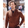 image:imageCOOFANDY Mens Quarter Zip Pullover Slim Fit Lightweight Knit Pullover Sweaters Casual Polo SweaterBrown