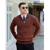 image:imageCOOFANDY Mens Quarter Zip Pullover Slim Fit Lightweight Knit Pullover Sweaters Casual Polo SweaterBrown