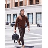 image:imageCOOFANDY Mens Quarter Zip Pullover Slim Fit Lightweight Knit Pullover Sweaters Casual Polo SweaterBrown