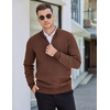 image:imageCOOFANDY Mens Quarter Zip Pullover Slim Fit Lightweight Knit Pullover Sweaters Casual Polo SweaterBrown