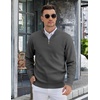 image:imageCOOFANDY Mens Quarter Zip Pullover Slim Fit Lightweight Knit Pullover Sweaters Casual Polo SweaterCharcoal