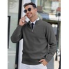 image:imageCOOFANDY Mens Quarter Zip Pullover Slim Fit Lightweight Knit Pullover Sweaters Casual Polo SweaterCharcoal
