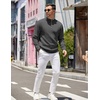 image:imageCOOFANDY Mens Quarter Zip Pullover Slim Fit Lightweight Knit Pullover Sweaters Casual Polo SweaterCharcoal