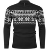 image:imageCOOFANDY Mens Quarter Zip Pullover Slim Fit Lightweight Knit Pullover Sweaters Casual Polo SweaterChristmas Black  White