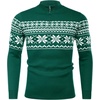 image:imageCOOFANDY Mens Quarter Zip Pullover Slim Fit Lightweight Knit Pullover Sweaters Casual Polo SweaterChristmas Green  White