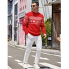 image:imageCOOFANDY Mens Quarter Zip Pullover Slim Fit Lightweight Knit Pullover Sweaters Casual Polo SweaterChristmas Red  White