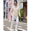 image:imageCOOFANDY Mens Quarter Zip Pullover Slim Fit Lightweight Knit Pullover Sweaters Casual Polo SweaterCream