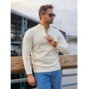 image:imageCOOFANDY Mens Quarter Zip Pullover Slim Fit Lightweight Knit Pullover Sweaters Casual Polo SweaterCream
