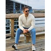 image:imageCOOFANDY Mens Quarter Zip Pullover Slim Fit Lightweight Knit Pullover Sweaters Casual Polo SweaterCream
