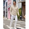 image:imageCOOFANDY Mens Quarter Zip Pullover Slim Fit Lightweight Knit Pullover Sweaters Casual Polo SweaterKhaki