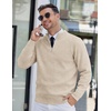 image:imageCOOFANDY Mens Quarter Zip Pullover Slim Fit Lightweight Knit Pullover Sweaters Casual Polo SweaterKhaki