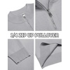 image:imageCOOFANDY Mens Quarter Zip Pullover Slim Fit Lightweight Knit Pullover Sweaters Casual Polo SweaterLight Gray