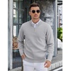 image:imageCOOFANDY Mens Quarter Zip Pullover Slim Fit Lightweight Knit Pullover Sweaters Casual Polo SweaterLight Gray