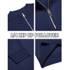 image:imageCOOFANDY Mens Quarter Zip Pullover Slim Fit Lightweight Knit Pullover Sweaters Casual Polo SweaterNavy Blue