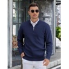 image:imageCOOFANDY Mens Quarter Zip Pullover Slim Fit Lightweight Knit Pullover Sweaters Casual Polo SweaterNavy Blue
