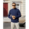 image:imageCOOFANDY Mens Quarter Zip Pullover Slim Fit Lightweight Knit Pullover Sweaters Casual Polo SweaterNavy Blue