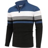 image:imageCOOFANDY Mens Quarter Zip Pullover Slim Fit Lightweight Knit Pullover Sweaters Casual Polo SweaterStripeblueblackwhite