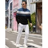 image:imageCOOFANDY Mens Quarter Zip Pullover Slim Fit Lightweight Knit Pullover Sweaters Casual Polo SweaterStripeblueblackwhite