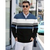 image:imageCOOFANDY Mens Quarter Zip Pullover Slim Fit Lightweight Knit Pullover Sweaters Casual Polo SweaterStripeblueblackwhite