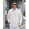image:imageCOOFANDY Mens Quarter Zip Pullover Slim Fit Lightweight Knit Pullover Sweaters Casual Polo SweaterWhite