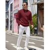 image:imageCOOFANDY Mens Quarter Zip Pullover Slim Fit Lightweight Knit Pullover Sweaters Casual Polo SweaterWine Red