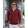image:imageCOOFANDY Mens Quarter Zip Pullover Slim Fit Lightweight Knit Pullover Sweaters Casual Polo SweaterWine Red