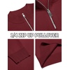 image:imageCOOFANDY Mens Quarter Zip Pullover Slim Fit Lightweight Knit Pullover Sweaters Casual Polo SweaterWine Red