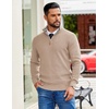 image:imageCOOFANDY Mens Quarter Zip Pullover Slim Fit Lightweight Sweater Casual Mock Neck Knit Polo SweaterApricot