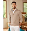 image:imageCOOFANDY Mens Quarter Zip Pullover Slim Fit Lightweight Sweater Casual Mock Neck Knit Polo SweaterApricot