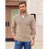 image:imageCOOFANDY Mens Quarter Zip Pullover Slim Fit Lightweight Sweater Casual Mock Neck Knit Polo SweaterApricot