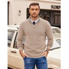 image:imageCOOFANDY Mens Quarter Zip Pullover Slim Fit Lightweight Sweater Casual Mock Neck Knit Polo SweaterApricot