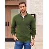 image:imageCOOFANDY Mens Quarter Zip Pullover Slim Fit Lightweight Sweater Casual Mock Neck Knit Polo SweaterArmy Green