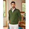image:imageCOOFANDY Mens Quarter Zip Pullover Slim Fit Lightweight Sweater Casual Mock Neck Knit Polo SweaterArmy Green
