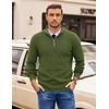 image:imageCOOFANDY Mens Quarter Zip Pullover Slim Fit Lightweight Sweater Casual Mock Neck Knit Polo SweaterArmy Green