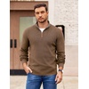 image:imageCOOFANDY Mens Quarter Zip Pullover Slim Fit Lightweight Sweater Casual Mock Neck Knit Polo SweaterAsh Brown