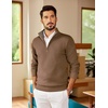 image:imageCOOFANDY Mens Quarter Zip Pullover Slim Fit Lightweight Sweater Casual Mock Neck Knit Polo SweaterAsh Brown