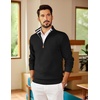 image:imageCOOFANDY Mens Quarter Zip Pullover Slim Fit Lightweight Sweater Casual Mock Neck Knit Polo SweaterBlack
