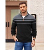 image:imageCOOFANDY Mens Quarter Zip Pullover Slim Fit Lightweight Sweater Casual Mock Neck Knit Polo SweaterBlackgrey