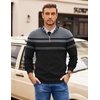 image:imageCOOFANDY Mens Quarter Zip Pullover Slim Fit Lightweight Sweater Casual Mock Neck Knit Polo SweaterBlackgrey