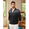 image:imageCOOFANDY Mens Quarter Zip Pullover Slim Fit Lightweight Sweater Casual Mock Neck Knit Polo SweaterBlackgrey